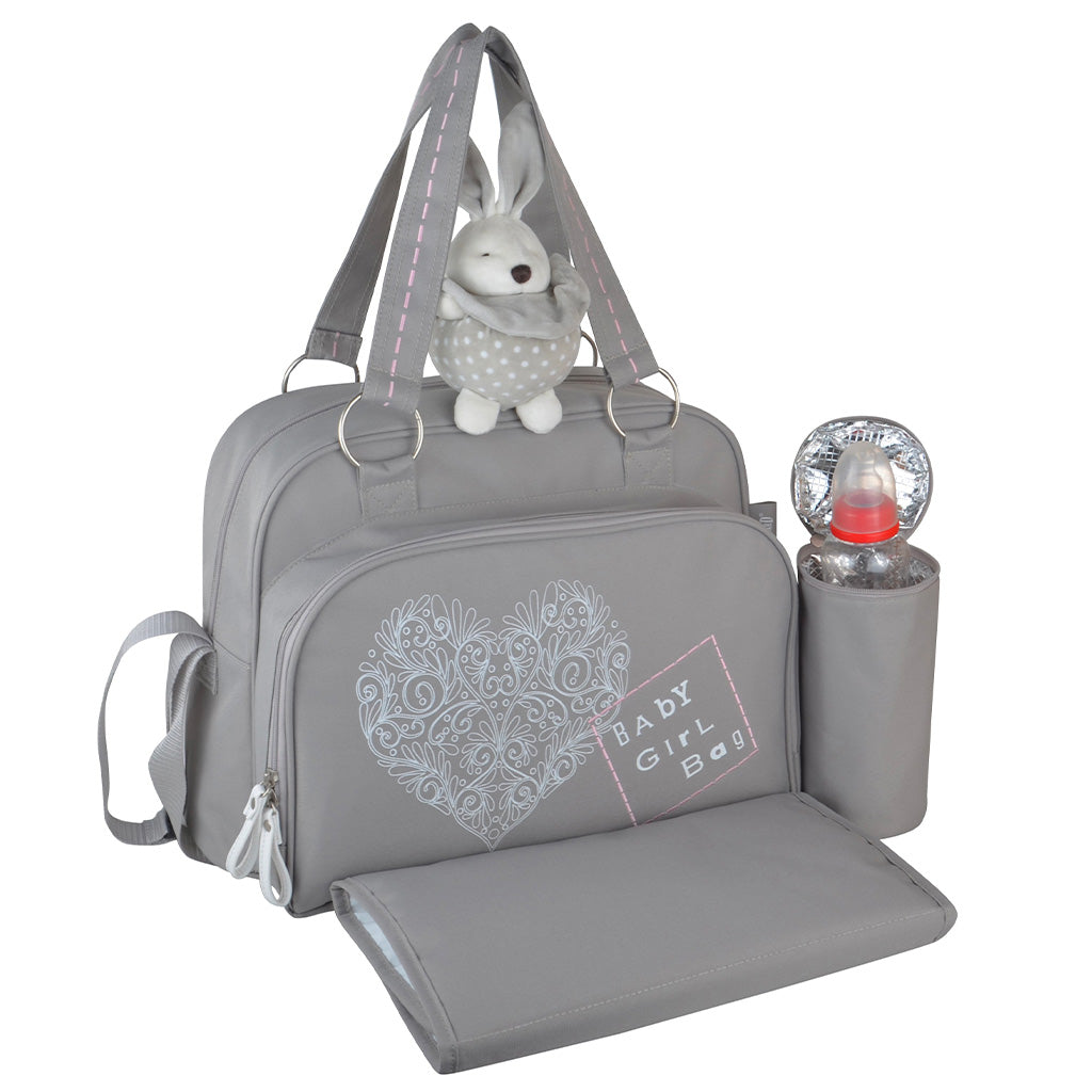 Sac à langer Simply Love Romance Baby on Board avec tapis à langer et pochette isotherme assortis, parfait pour une organisation optimale.